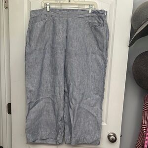 J. Jill Navy and White Striped Linen Pants